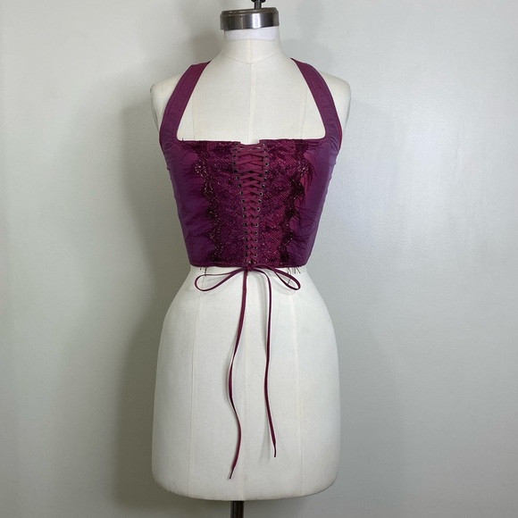 100% DUPIONI SILK LACE UP FRONT CORSET VEST! - Picture 3 of 10